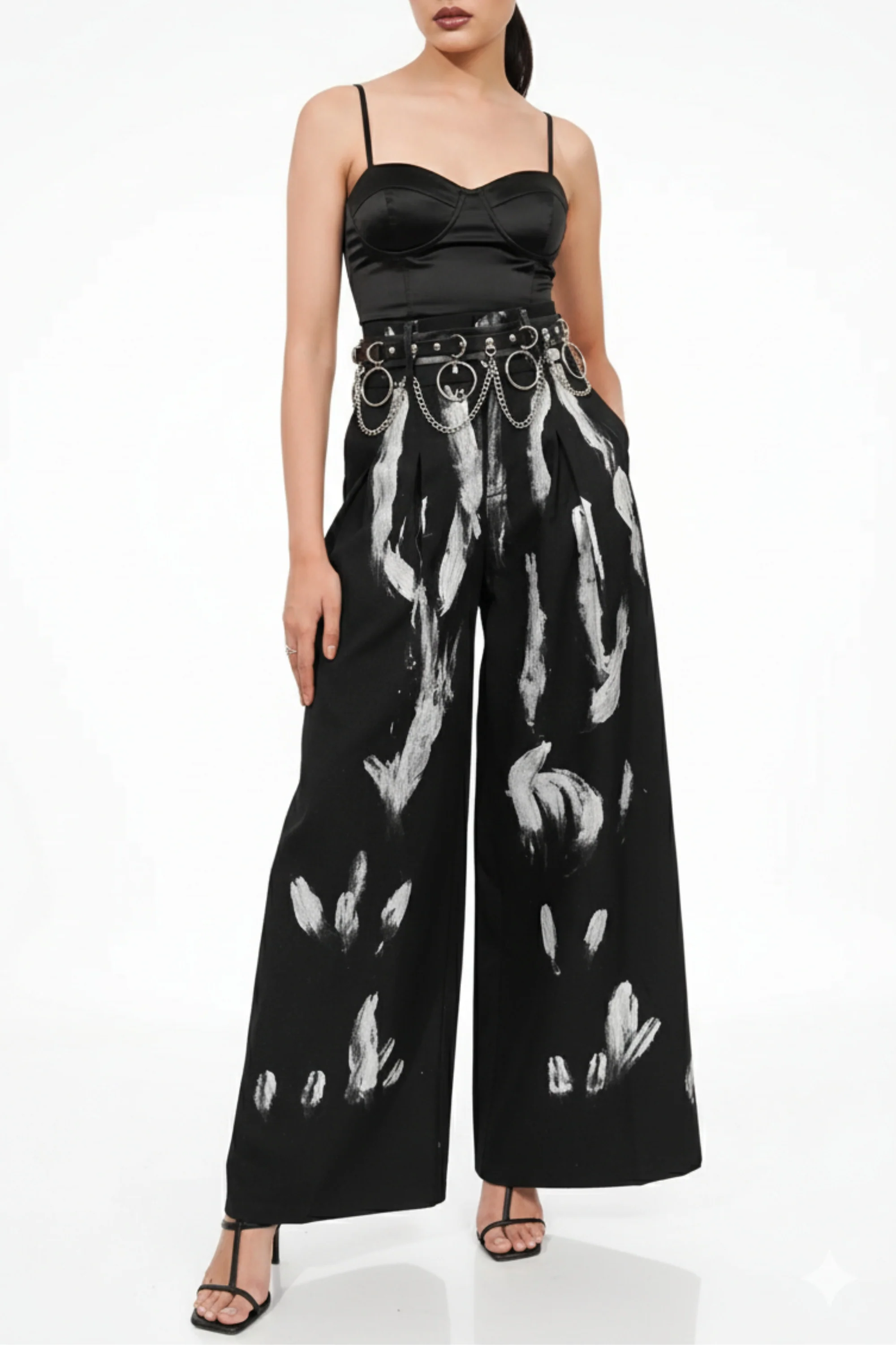 Brush Stroke Black Pants