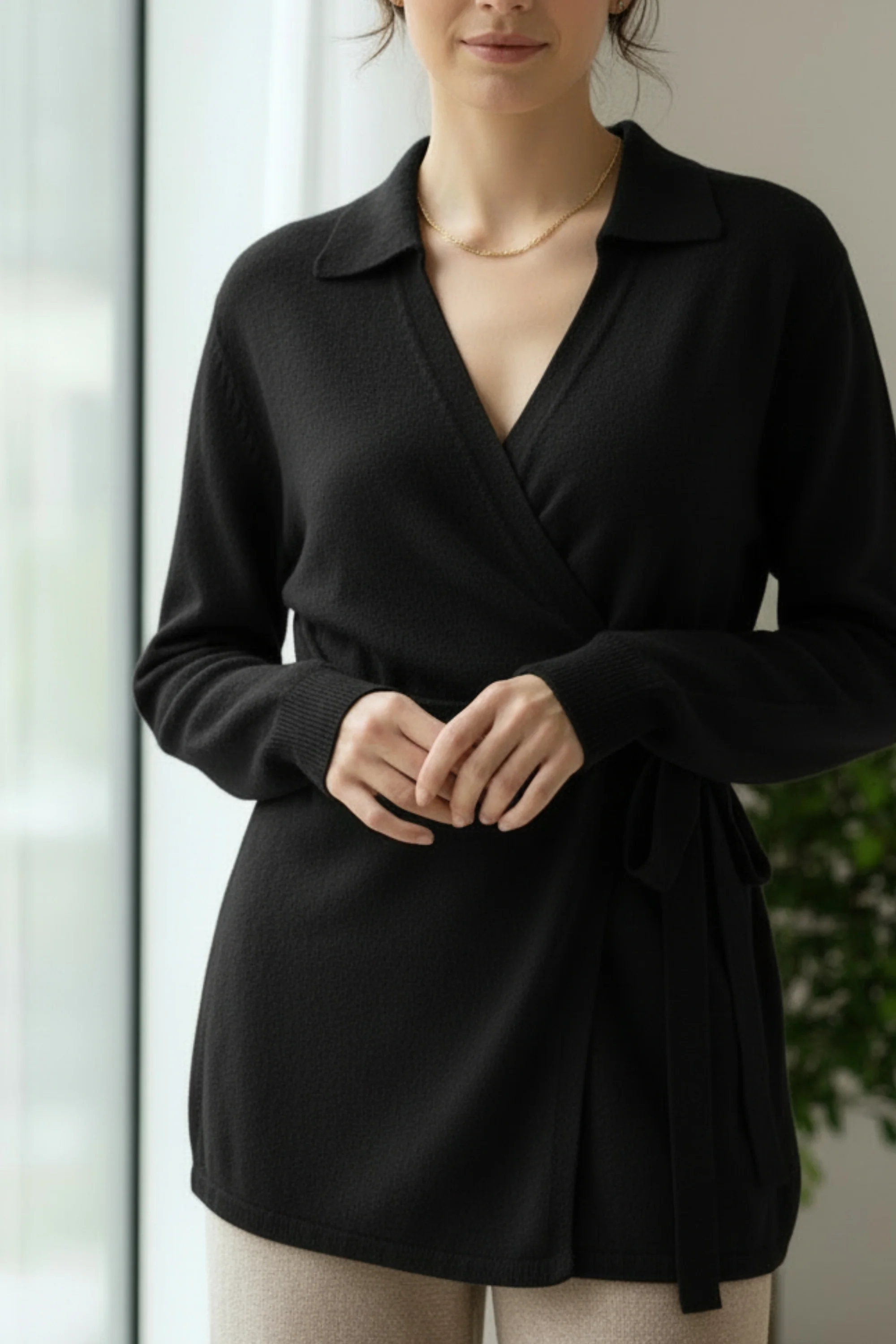 Midnight Tie-Up Knit Top