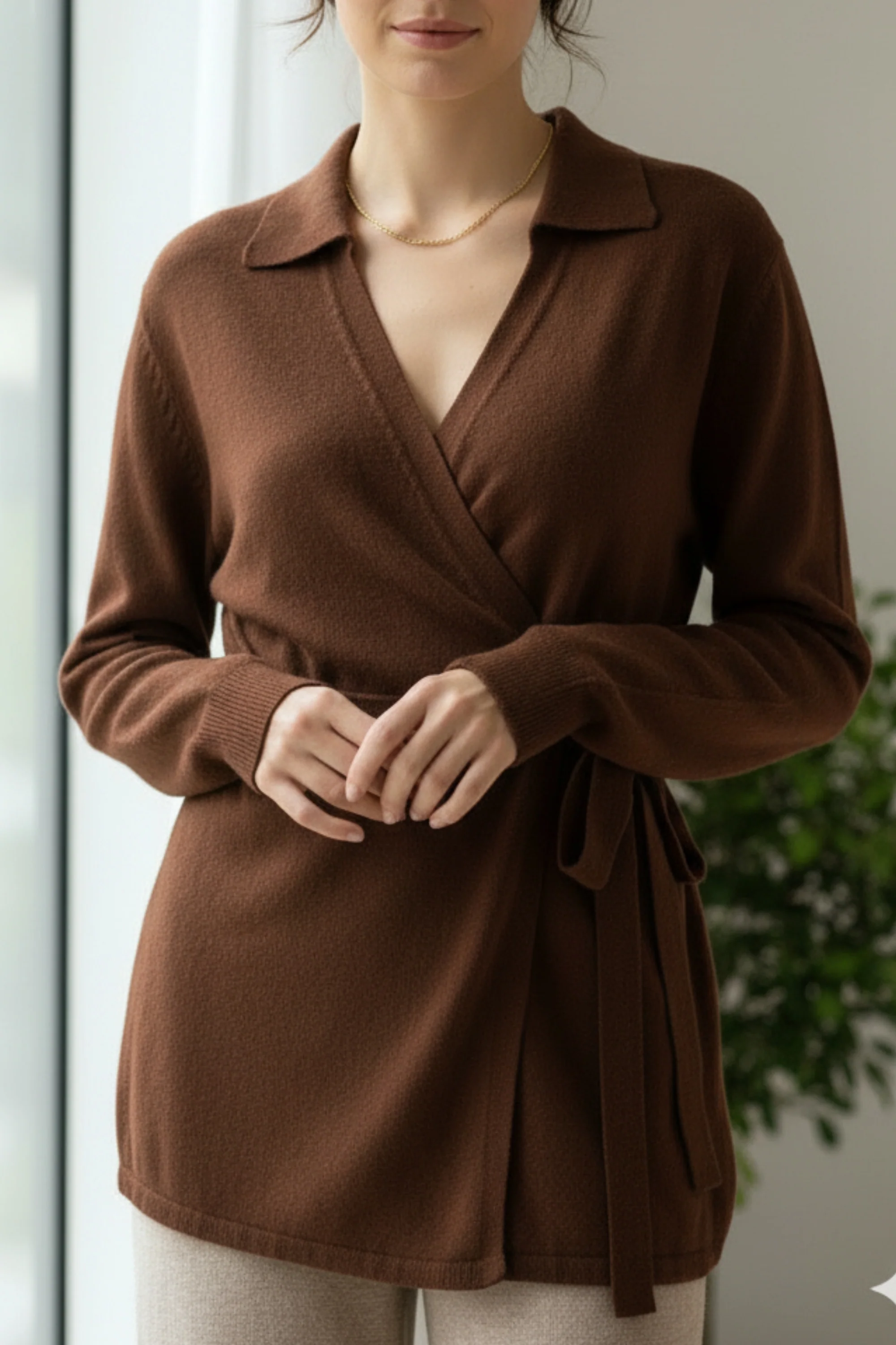 Choco Tie-Up Knit Top