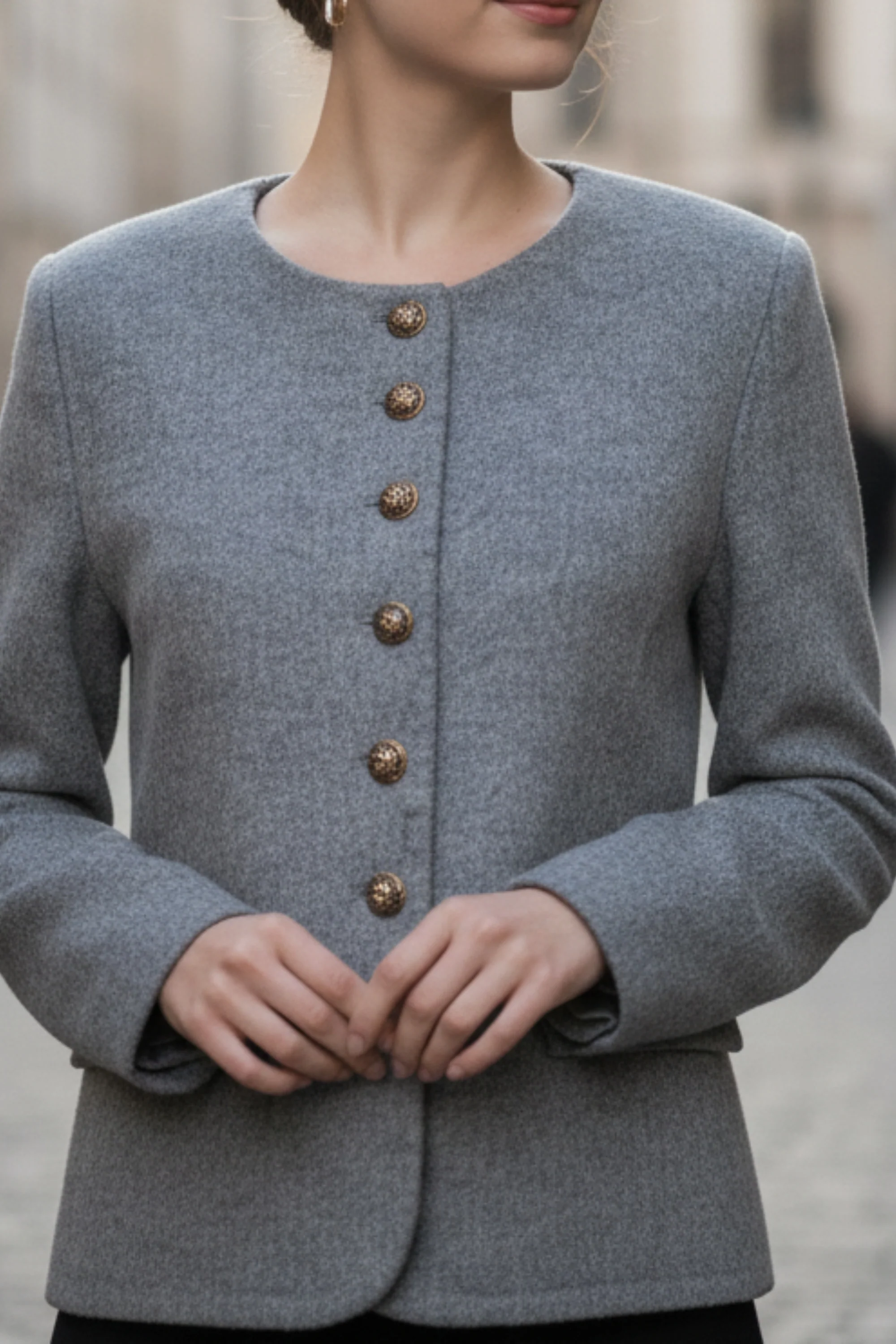 Grey Double-Sided Cashmere Blazer